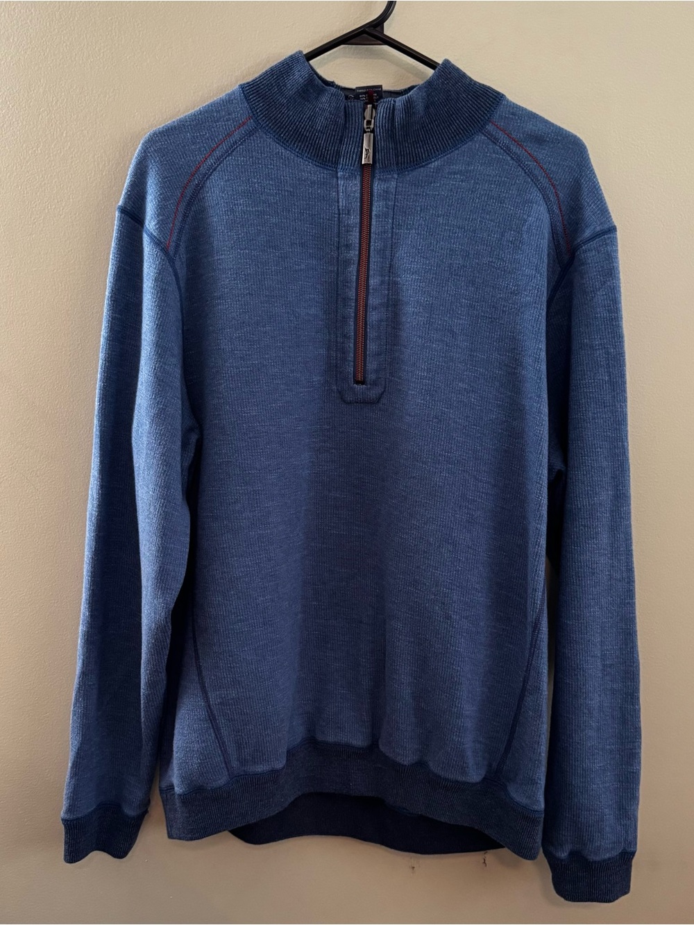 Tommy Bahama Reversible Half Zip Pullover Men’s Large Blue Tencel